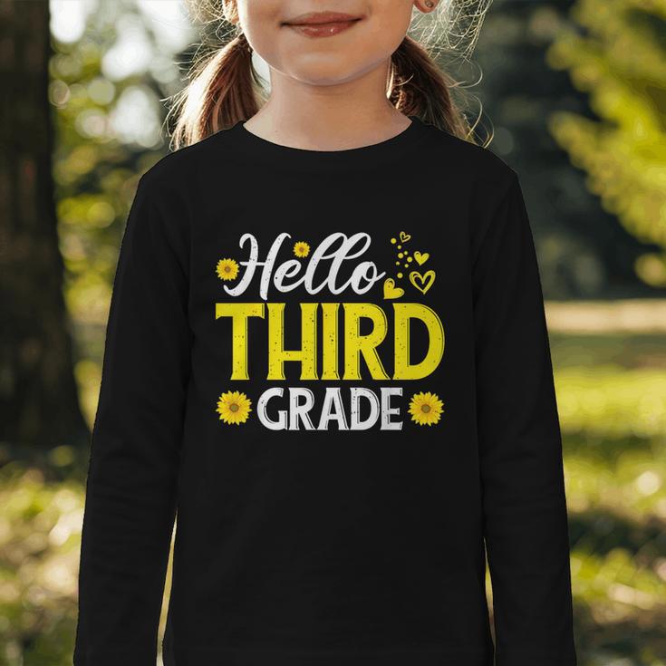 Hello Third Grade Sunflower 3rd Grade Vibes Back To School Graphic Toddler Long Sleeve Tee Hello Third Grade Sunflower 3rd Grade Vibes Back To School Graphic Toddler Long Sleeve Tee