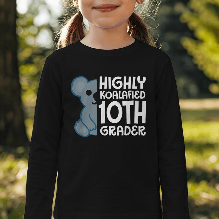 Highly Koalafied 10th Grader Koala Back To School Graphic Toddler Long Sleeve Tee Highly Koalafied 10th Grader Koala Back To School Graphic Toddler Long Sleeve Tee