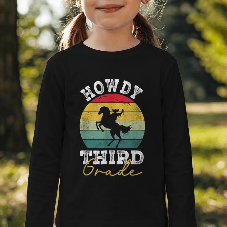 Howdy 3rd Grade Cowboy Western Back To School Third Grade Graphic Toddler Long Sleeve Tee Howdy 3rd Grade Cowboy Western Back To School Third Grade Graphic Toddler Long Sleeve Tee
