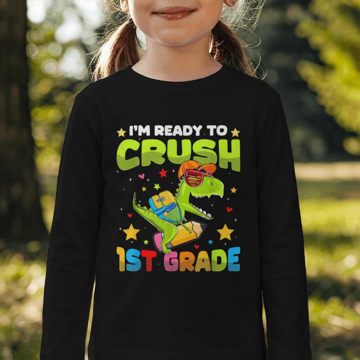 I'm Ready To Crush 1st Grade Dinosaurs Back To School Kids Graphic Toddler Long Sleeve Tee I'm Ready To Crush 1st Grade Dinosaurs Back To School Kids Graphic Toddler Long Sleeve Tee