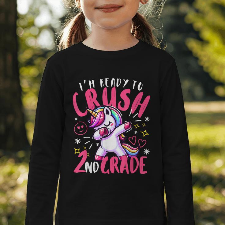 I'm Ready To Crush 2nd Grade Dabbing Unicorn Back To School Graphic Toddler Long Sleeve Tee