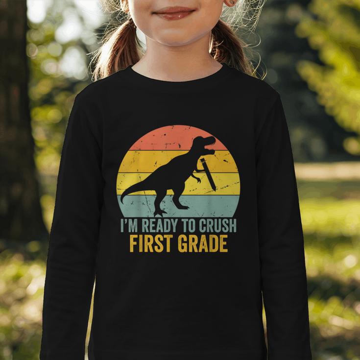 I'm Ready To Crush First Grade Dinosaur Back To School Kids Graphic Toddler Long Sleeve Tee I'm Ready To Crush First Grade Dinosaur Back To School Kids Graphic Toddler Long Sleeve Tee