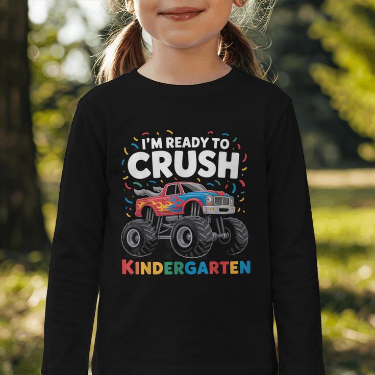I'm Ready To Crush Kindergarten Monster Truck Back To School Graphic Toddler Long Sleeve Tee I'm Ready To Crush Kindergarten Monster Truck Back To School Graphic Toddler Long Sleeve Tee