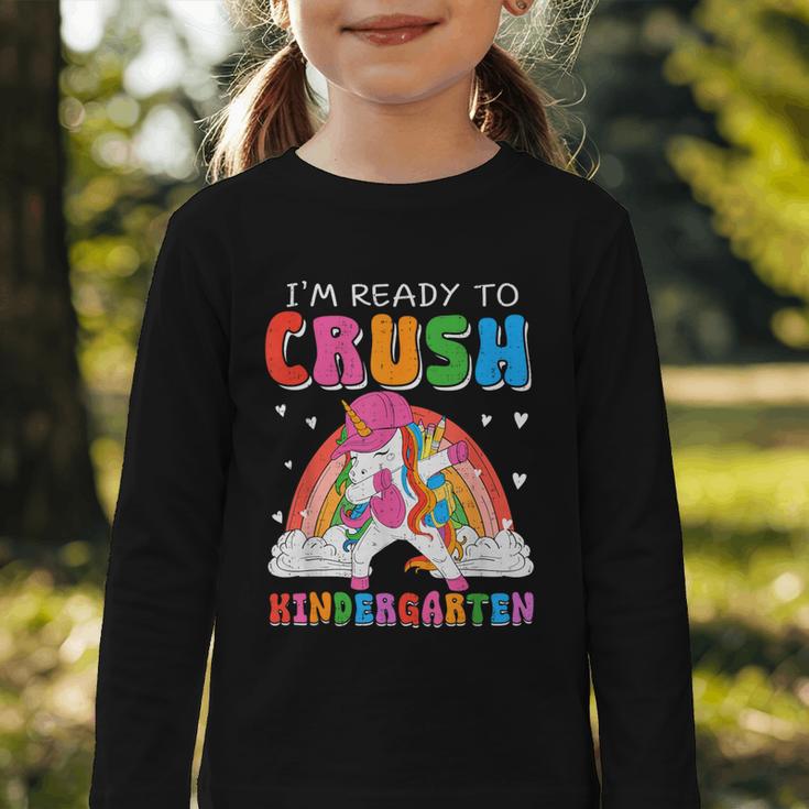 I'm Ready To Crush Kindergarten Unicorn Back To School Girls Graphic Toddler Long Sleeve Tee I'm Ready To Crush Kindergarten Unicorn Back To School Girls Graphic Toddler Long Sleeve Tee