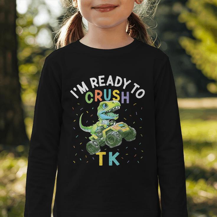 I'm Ready To Crush TK Dinosaur Back To School TK Kid Graphic Toddler Long Sleeve Tee I'm Ready To Crush TK Dinosaur Back To School TK Kid Graphic Toddler Long Sleeve Tee