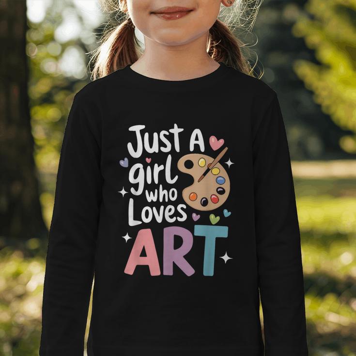 Just a Girl Who Loves Art Cute Back To School Kids Girls Graphic Toddler Long Sleeve Tee Just a Girl Who Loves Art Cute Back To School Kids Girls Graphic Toddler Long Sleeve Tee