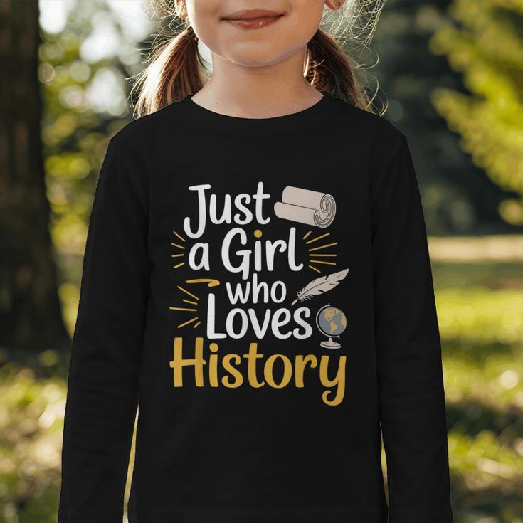 Just a Girl Who Loves History Cute Back To School Kids Girls Graphic Toddler Long Sleeve Tee Just a Girl Who Loves History Cute Back To School Kids Girls Graphic Toddler Long Sleeve Tee