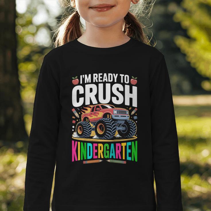 Kids Back To School I'm Ready To Crush Kindergarten For Boys Graphic Toddler Long Sleeve Tee Kids Back To School I'm Ready To Crush Kindergarten For Boys Graphic Toddler Long Sleeve Tee