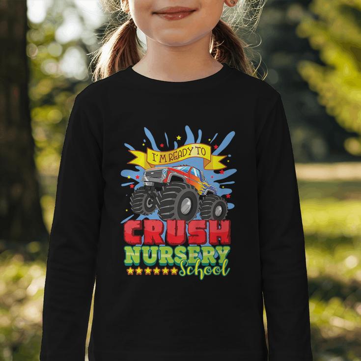 Kids Back To School Monster Truck Nursery Ready Crush First Day Graphic Toddler Long Sleeve Tee