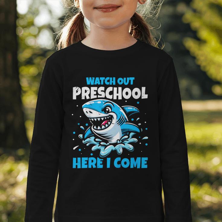 Kids Back To School Watch Out Preschool Here I Come Shark Boys Graphic Toddler Long Sleeve Tee Kids Back To School Watch Out Preschool Here I Come Shark Boys Graphic Toddler Long Sleeve Tee