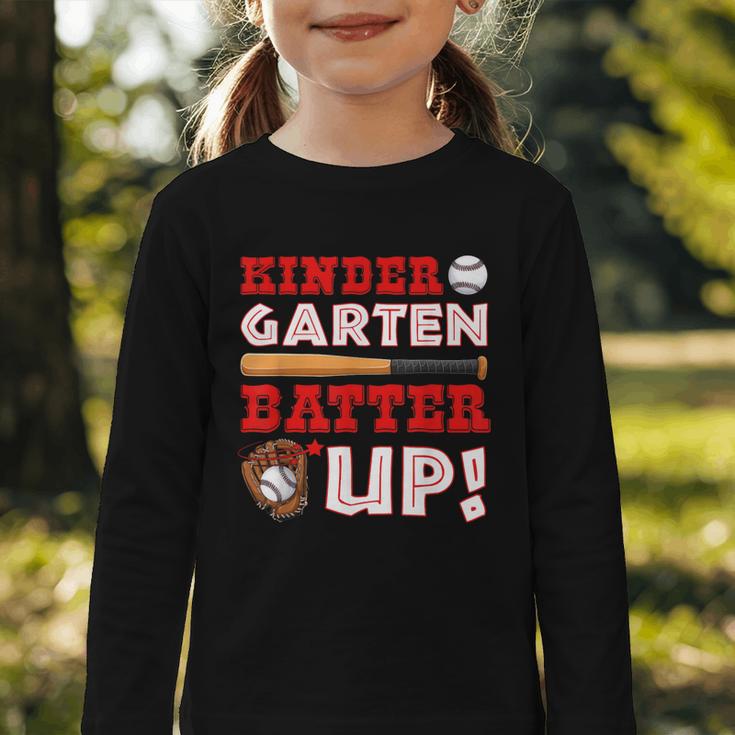 Kindergarten Batter Up Back To School Baseball Player Boys Graphic Toddler Long Sleeve Tee Kindergarten Batter Up Back To School Baseball Player Boys Graphic Toddler Long Sleeve Tee