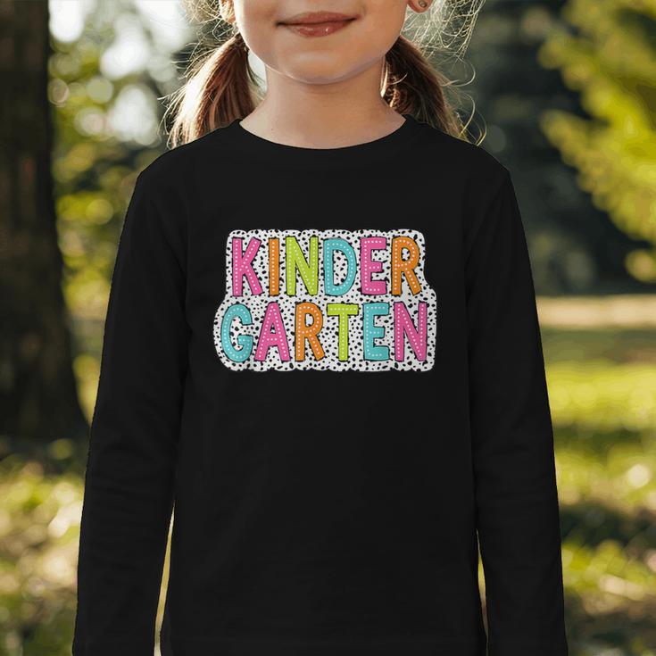 Kindergarten Dalmatian Dots Dream Team Back To School Graphic Toddler Long Sleeve Tee Kindergarten Dalmatian Dots Dream Team Back To School Graphic Toddler Long Sleeve Tee