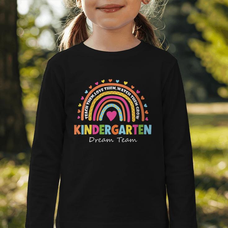 Kindergarten Dream Team Rainbow Welcome Back To School Graphic Toddler Long Sleeve Tee