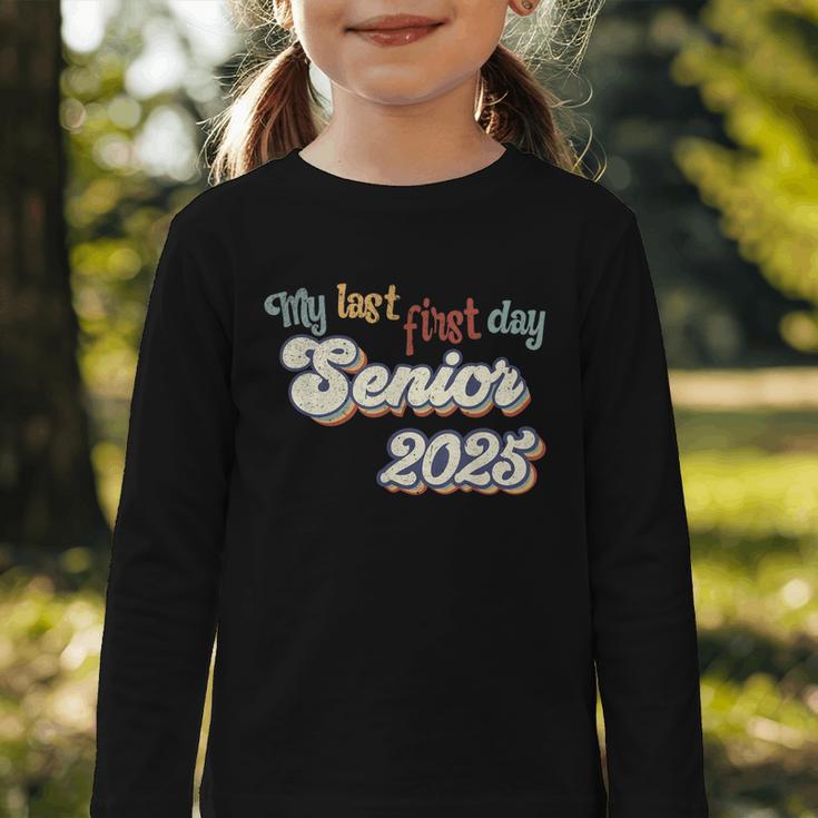 My Last First Day Senior 2025 Back To School Vintage Cool Graphic Toddler Long Sleeve Tee My Last First Day Senior 2025 Back To School Vintage Cool Graphic Toddler Long Sleeve Tee