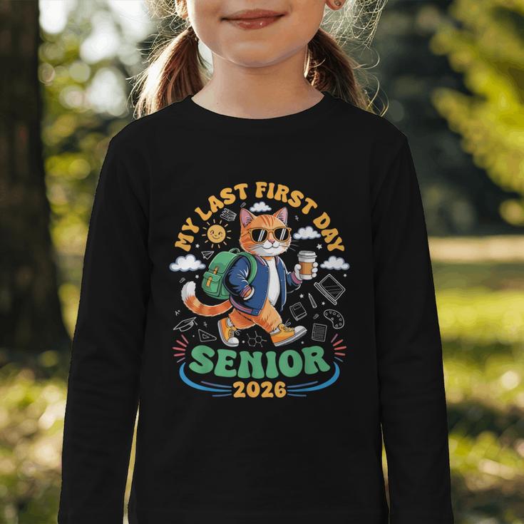 My Last First Day Senior 2026 Cat Back To School Graphic Toddler Long Sleeve Tee My Last First Day Senior 2026 Cat Back To School Graphic Toddler Long Sleeve Tee