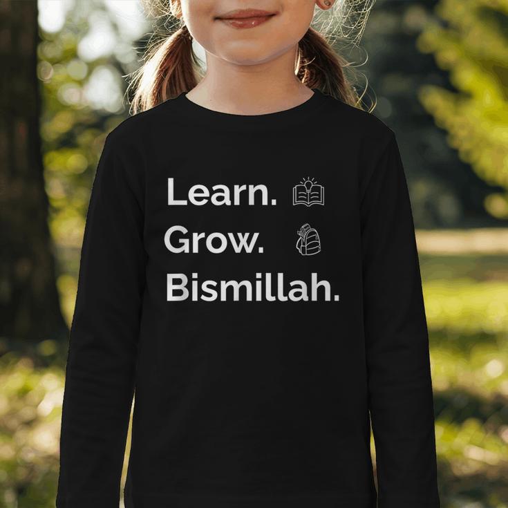 Learn Grow Bismillah – Islamic Back To School Graphic Toddler Long Sleeve Tee