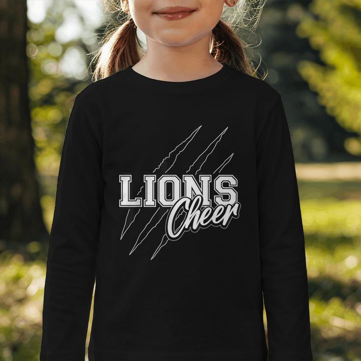 Lions Cheer Back To School Cheerleading Team Spirit Graphic Toddler Long Sleeve Tee Lions Cheer Back To School Cheerleading Team Spirit Graphic Toddler Long Sleeve Tee