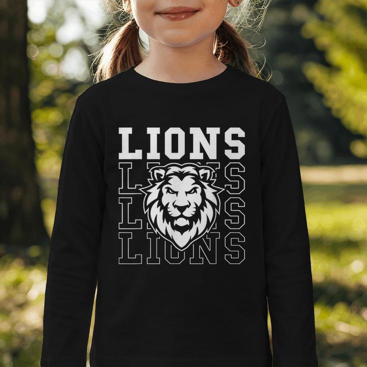 Lions School Spirit Fan Team Back To School Graphic Toddler Long Sleeve Tee