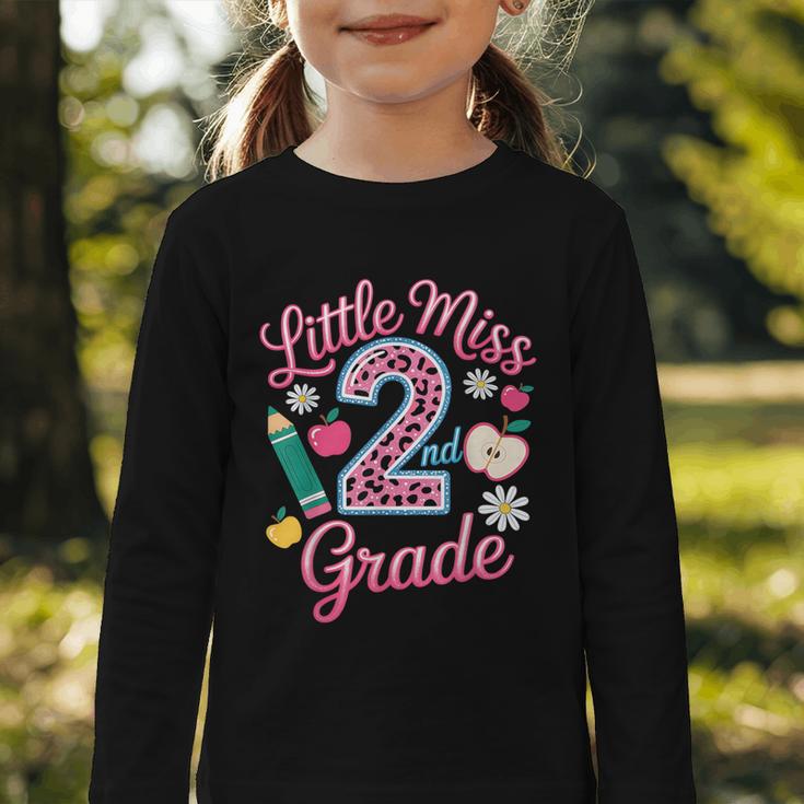 Little Miss 2nd Grade Grader Girls 1st Day Back To School Graphic Toddler Long Sleeve Tee