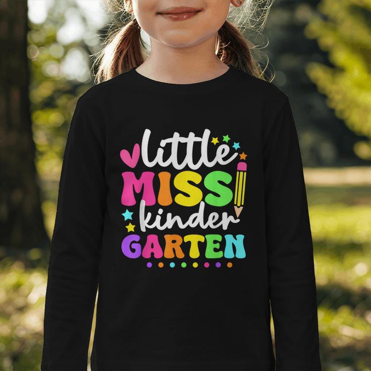 Little Miss Kindergarten Kids Girls Pencil Back To School Graphic Toddler Long Sleeve Tee