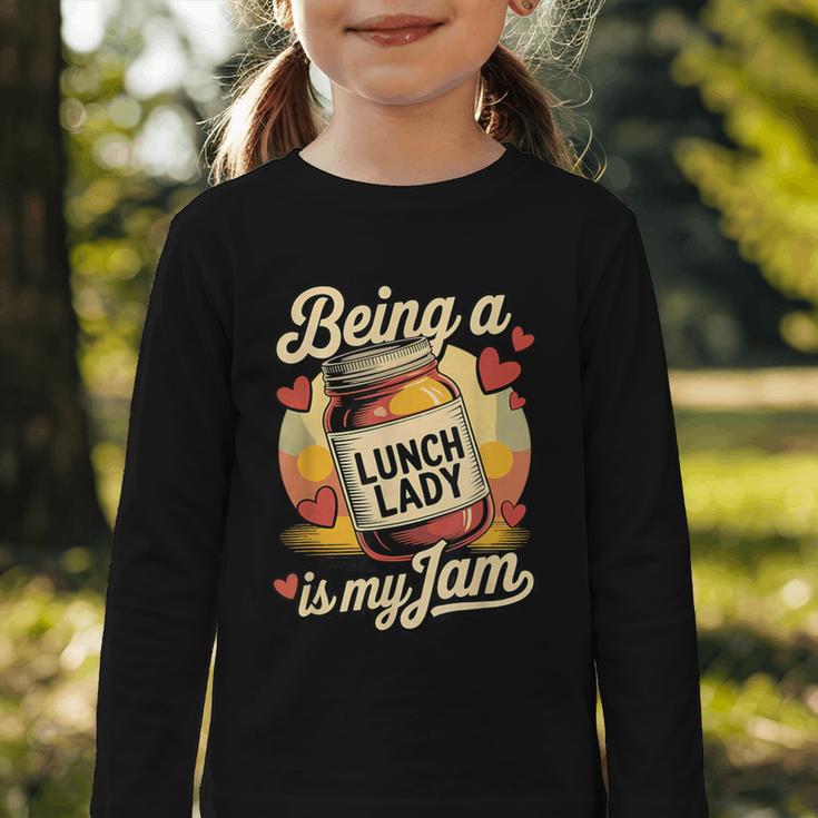 Being a Lunch Lady Is My Jam Retro Jam Jar Back To School Graphic Toddler Long Sleeve Tee Being a Lunch Lady Is My Jam Retro Jam Jar Back To School Graphic Toddler Long Sleeve Tee