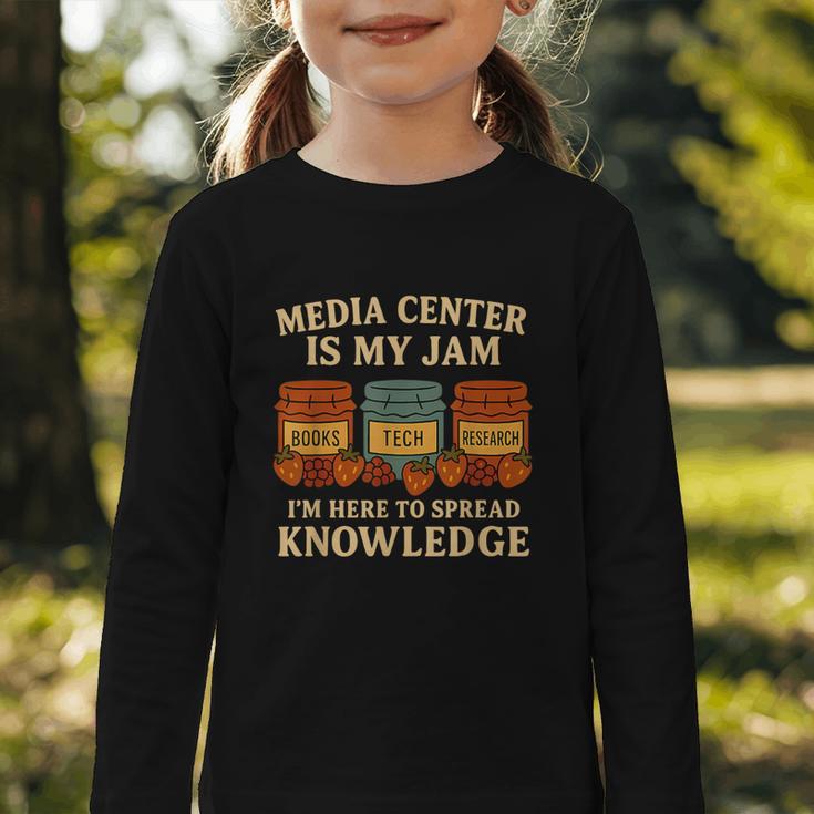 Media Center Is My Jam Library Reading Back To School Graphic Toddler Long Sleeve Tee