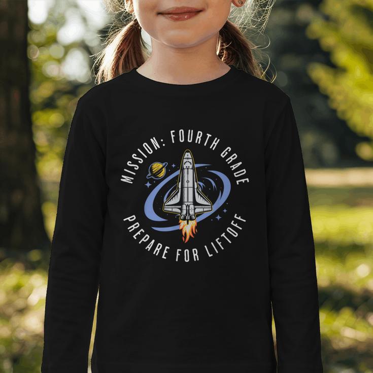 Mission Fourth Grade Space Rocket Back To School VI Graphic Toddler Long Sleeve Tee