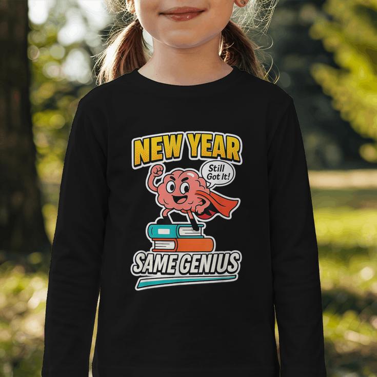New Year Same Genius Confident Back To School Vibe Graphic Toddler Long Sleeve Tee New Year Same Genius Confident Back To School Vibe Graphic Toddler Long Sleeve Tee