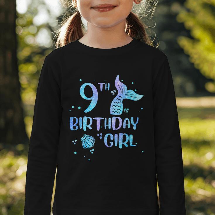 Ninth Birthday Girl Mermaid 9th Toddler's Back To School Graphic Toddler Long Sleeve Tee