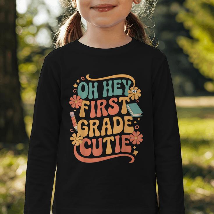 Oh Hey First Grade Cutie Back To School Graphic Toddler Long Sleeve Tee Oh Hey First Grade Cutie Back To School Graphic Toddler Long Sleeve Tee