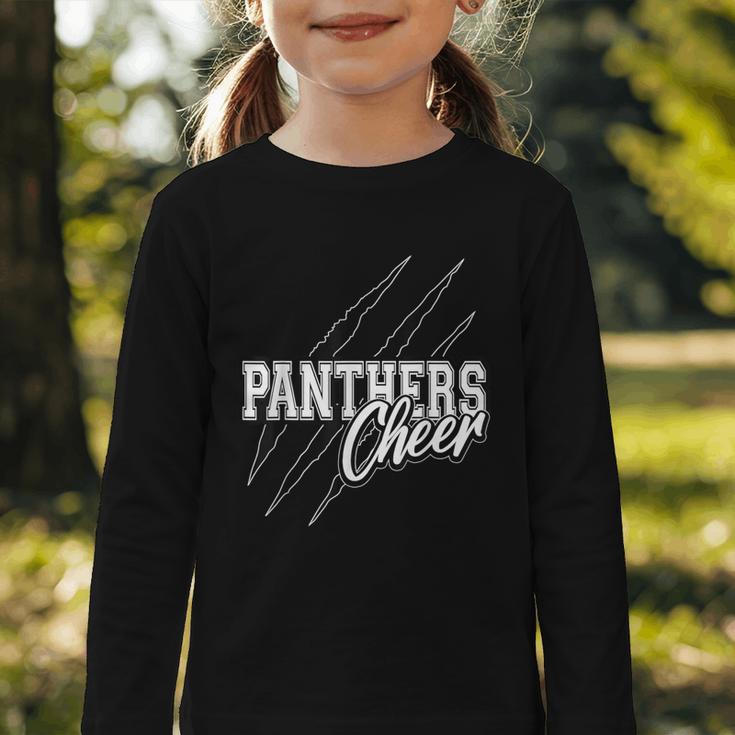 Panthers Cheer Back To School Cheerleading Team Spirit Graphic Toddler Long Sleeve Tee Panthers Cheer Back To School Cheerleading Team Spirit Graphic Toddler Long Sleeve Tee