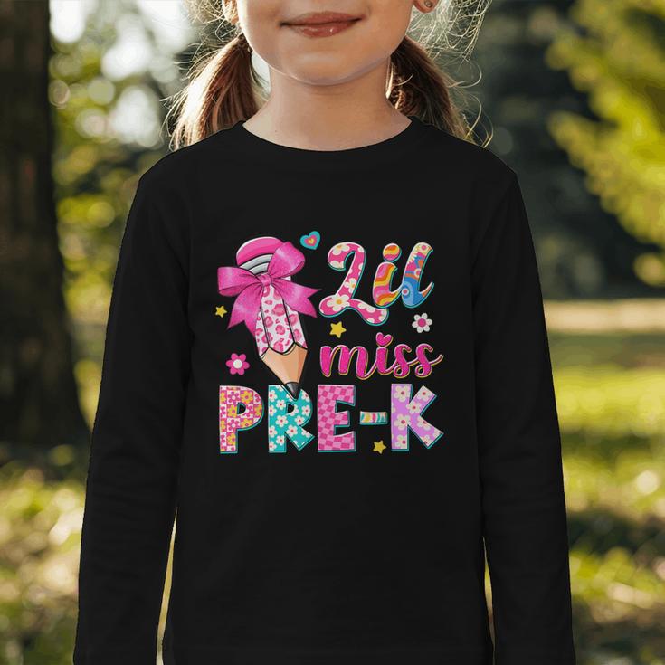 Pencil Bow Lil Miss Pre-K Pre-K Back To School Graphic Toddler Long Sleeve Tee Pencil Bow Lil Miss Pre-K Pre-K Back To School Graphic Toddler Long Sleeve Tee