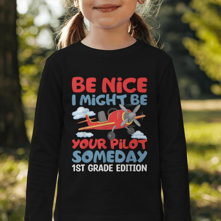 I Might Be Your Pilot First Day Back To School 1st Grade Graphic Toddler Long Sleeve Tee