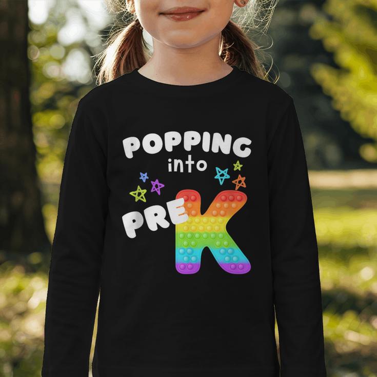 Popping Into Pre K Kid's Back To School Pop It Fidget Toy Graphic Toddler Long Sleeve Tee