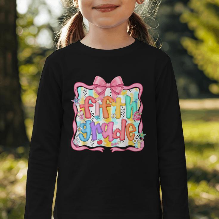Preppy Back To School Fifth Grade Coquette Bow Women Girl Graphic Toddler Long Sleeve Tee Preppy Back To School Fifth Grade Coquette Bow Women Girl Graphic Toddler Long Sleeve Tee
