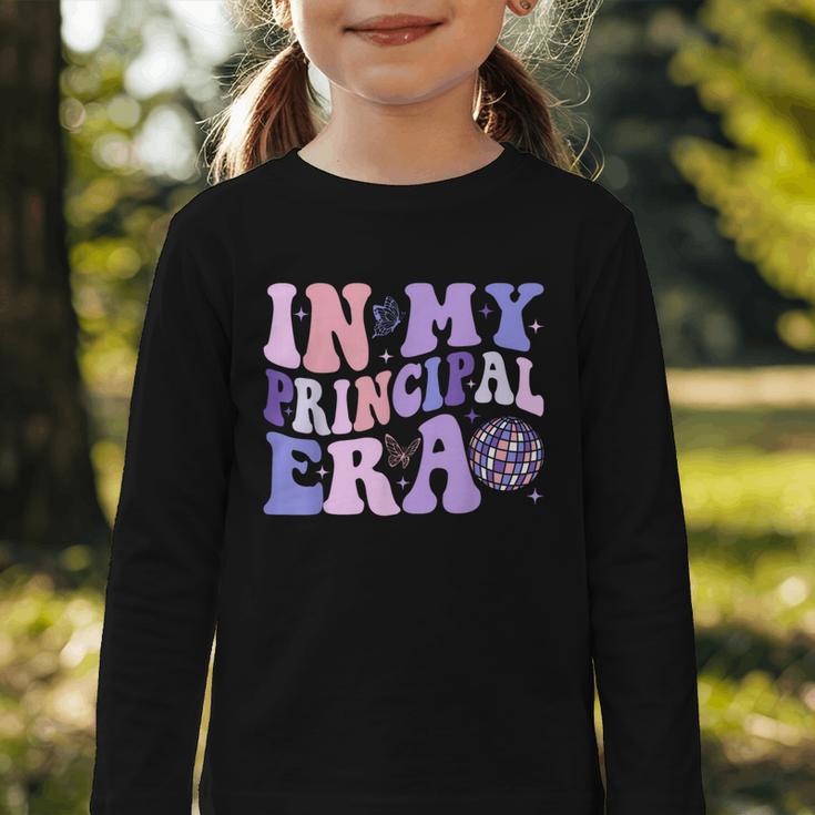In My Principal Era Groovy School Headmaster Back To School Graphic Toddler Long Sleeve Tee In My Principal Era Groovy School Headmaster Back To School Graphic Toddler Long Sleeve Tee