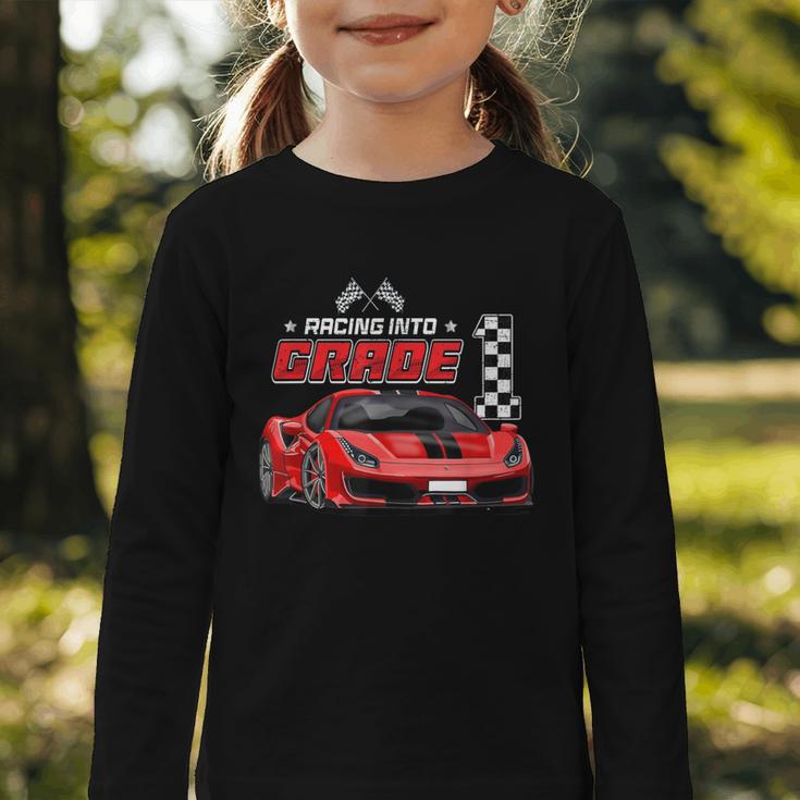 Racing Into 1st Grade Race Car Back To School Boys Graphic Toddler Long Sleeve Tee Racing Into 1st Grade Race Car Back To School Boys Graphic Toddler Long Sleeve Tee