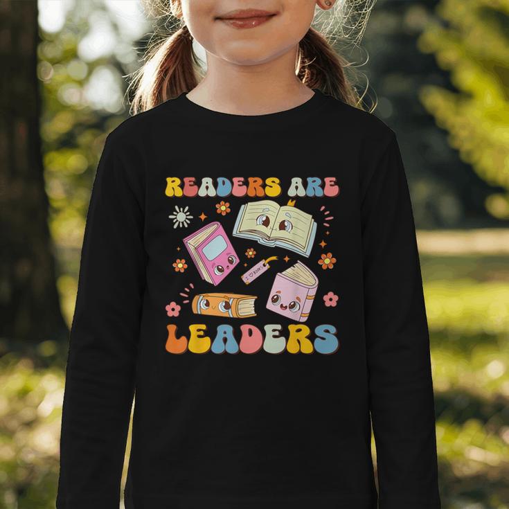 Readers Are Leaders Book Lover Back To School Groovy Girls Graphic Toddler Long Sleeve Tee