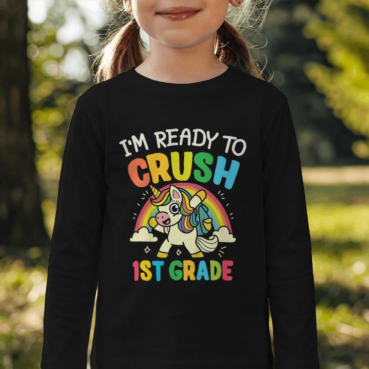 Ready For 1st Grade Unicorn First Day Back To School Student Graphic Toddler Long Sleeve Tee Ready For 1st Grade Unicorn First Day Back To School Student Graphic Toddler Long Sleeve Tee