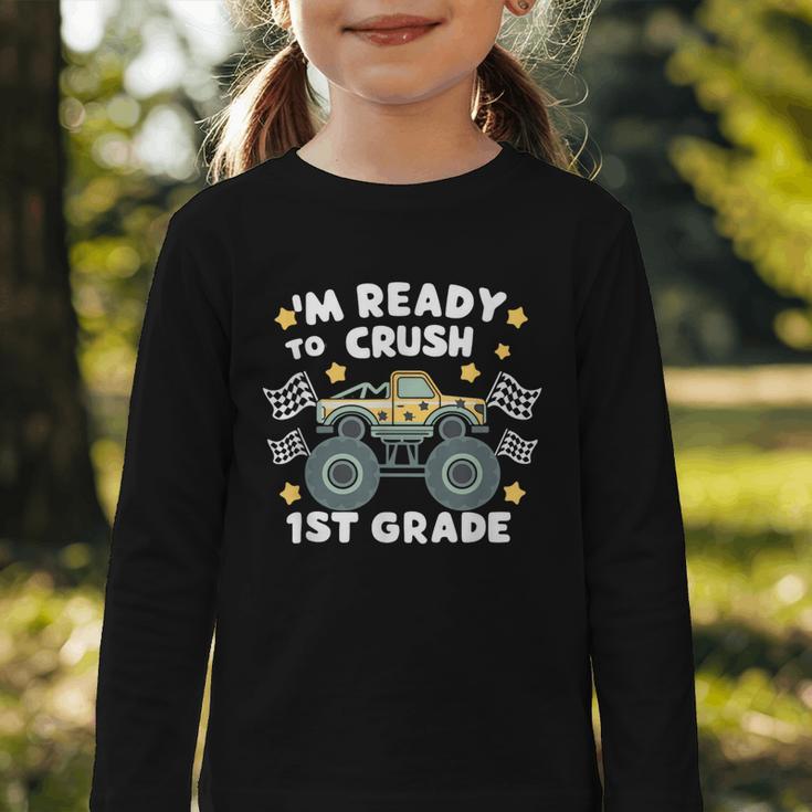 Im Ready To Crush 1st Grade Boy Monster Truck Back To School Graphic Toddler Long Sleeve Tee Im Ready To Crush 1st Grade Boy Monster Truck Back To School Graphic Toddler Long Sleeve Tee