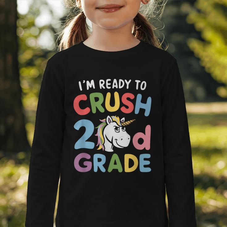 Im Ready To Crush 2nd Grade Boy Unicorn Back To School Graphic Toddler Long Sleeve Tee Im Ready To Crush 2nd Grade Boy Unicorn Back To School Graphic Toddler Long Sleeve Tee