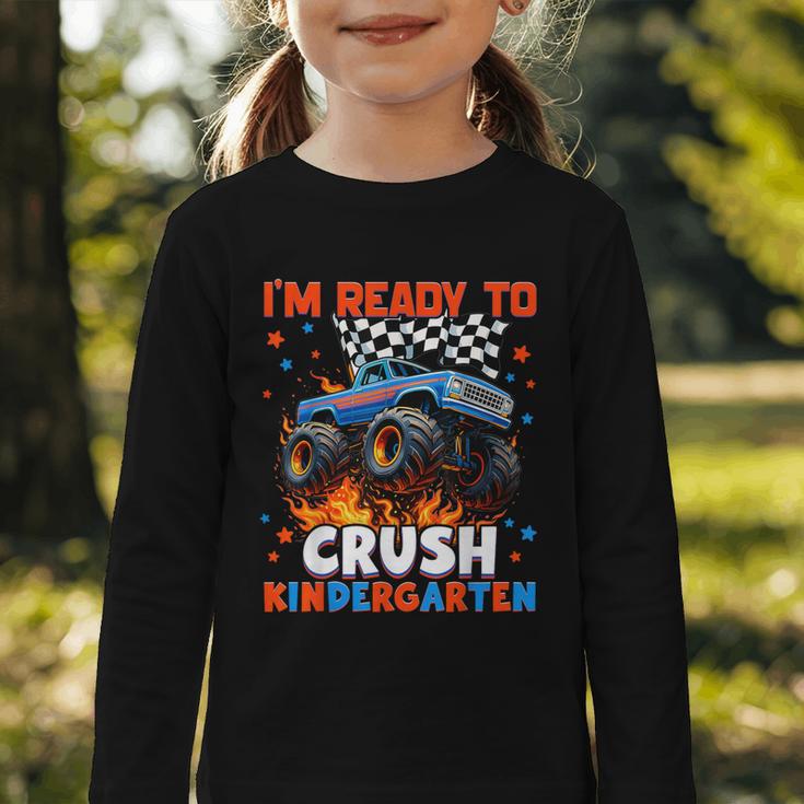 Ready To Crush Kindergarten Monster Truck Back To School Boy Graphic Toddler Long Sleeve Tee Ready To Crush Kindergarten Monster Truck Back To School Boy Graphic Toddler Long Sleeve Tee