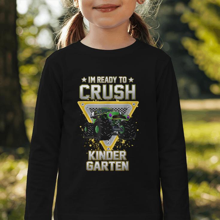 Ready To Crush Kindergarten Monster Truck Boy Back To School Graphic Toddler Long Sleeve Tee Ready To Crush Kindergarten Monster Truck Boy Back To School Graphic Toddler Long Sleeve Tee
