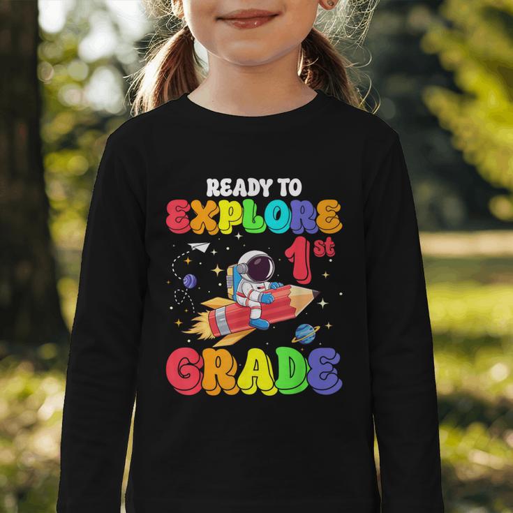 Ready To Explore 1st Grade Astronaut Back To School Graphic Toddler Long Sleeve Tee Ready To Explore 1st Grade Astronaut Back To School Graphic Toddler Long Sleeve Tee