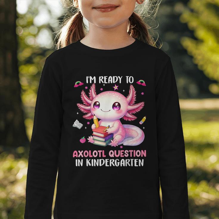 Ready To Kindergarten Axolotl Questions Back To School Girls Graphic Toddler Long Sleeve Tee Ready To Kindergarten Axolotl Questions Back To School Girls Graphic Toddler Long Sleeve Tee