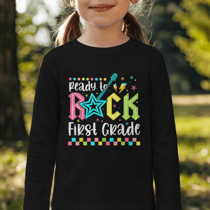 Ready To Rock First Grade Back To School 1st Grade Boys Kids Graphic Toddler Long Sleeve Tee Ready To Rock First Grade Back To School 1st Grade Boys Kids Graphic Toddler Long Sleeve Tee