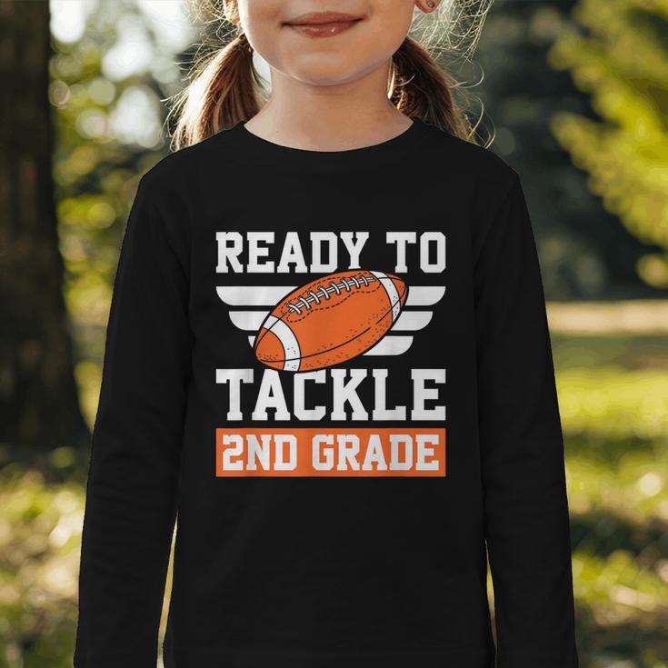 Ready To Tackle 2nd Grade Back To School Kids Football Graphic Toddler Long Sleeve Tee Ready To Tackle 2nd Grade Back To School Kids Football Graphic Toddler Long Sleeve Tee
