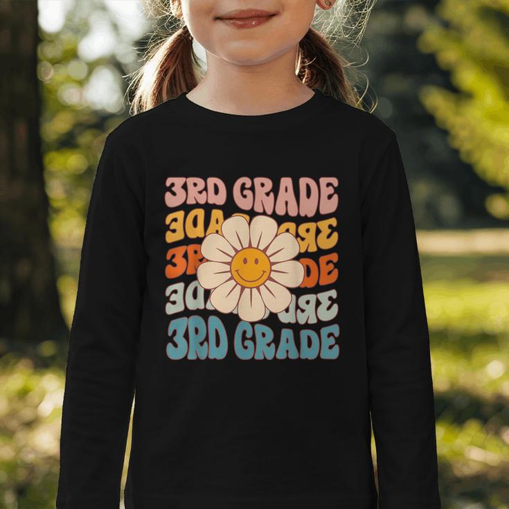 Retro 3rd Grade Daisy Colorful Back To School Third Grade Graphic Toddler Long Sleeve Tee