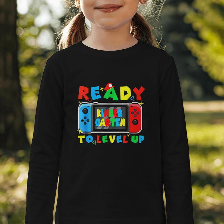 Retro Back To School Kindergarten Ready To Level Up Gamer Graphic Toddler Long Sleeve Tee Retro Back To School Kindergarten Ready To Level Up Gamer Graphic Toddler Long Sleeve Tee
