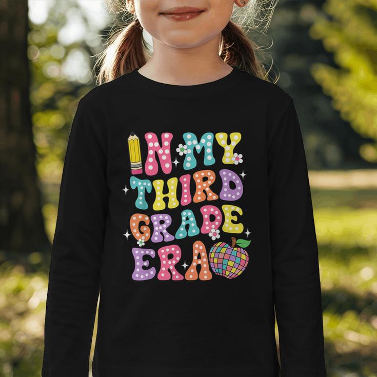 Retro Groovy In My Third Grade Era First Day Back To School Graphic Toddler Long Sleeve Tee Retro Groovy In My Third Grade Era First Day Back To School Graphic Toddler Long Sleeve Tee